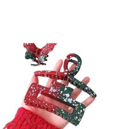 Christmas Red Green Gradient Plastic Snowflake Hairpin