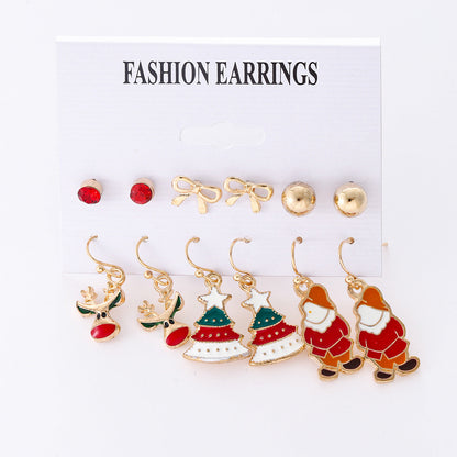 Christmas Zinc Alloy Snowflake Bell Earrings