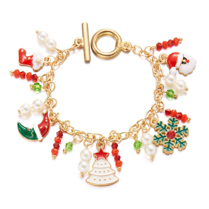 Christmas Alloy Pendant Bracelet With Santa Claus Design