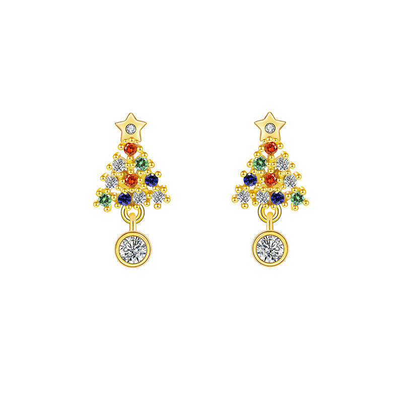 Christmas Tree Copper Zircon Fashion Earrings