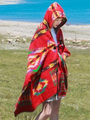 Tibetan Nepalese National Cloak Shawl Thick Hooded Bohemian Scarf