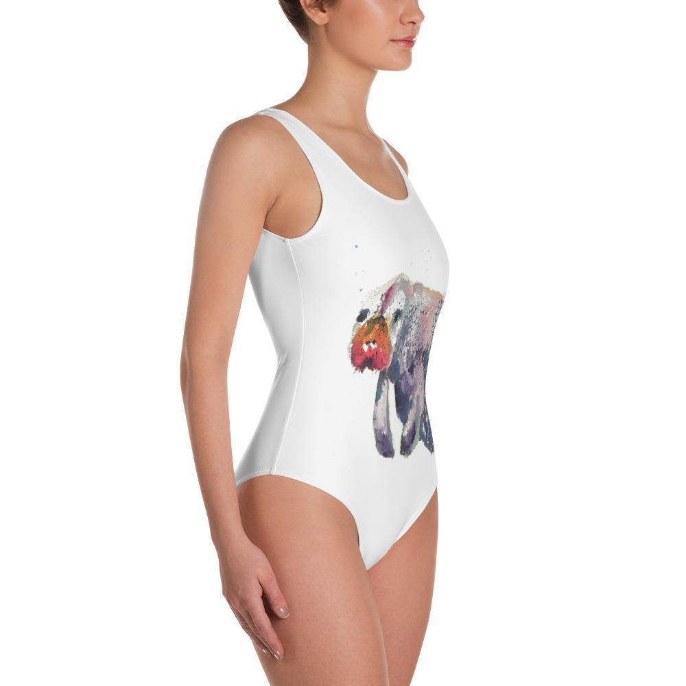 Colorful Manatee Print One-Piece Swimsuit