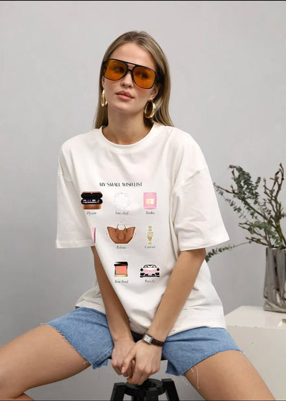 Oversized Cotton T Shirt With Graphic Print