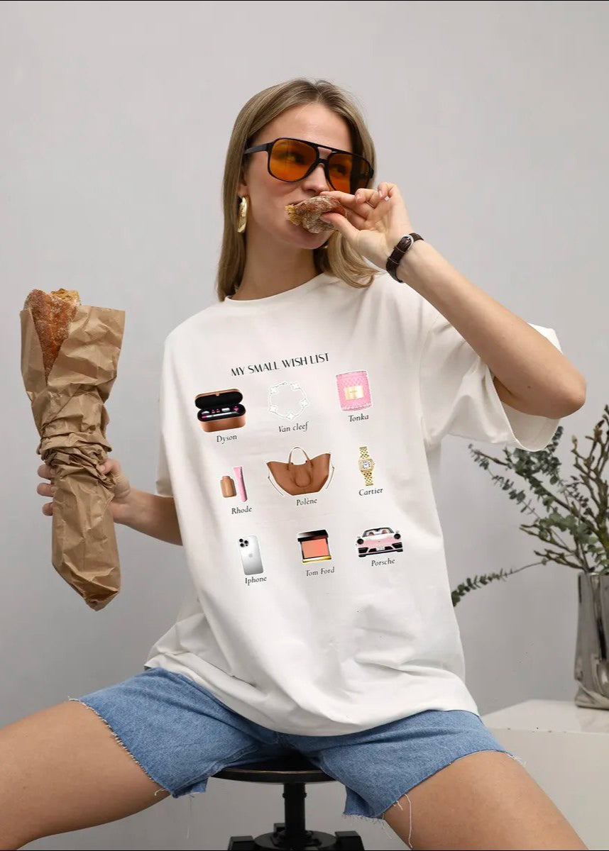 Oversized Cotton T Shirt With Graphic Print