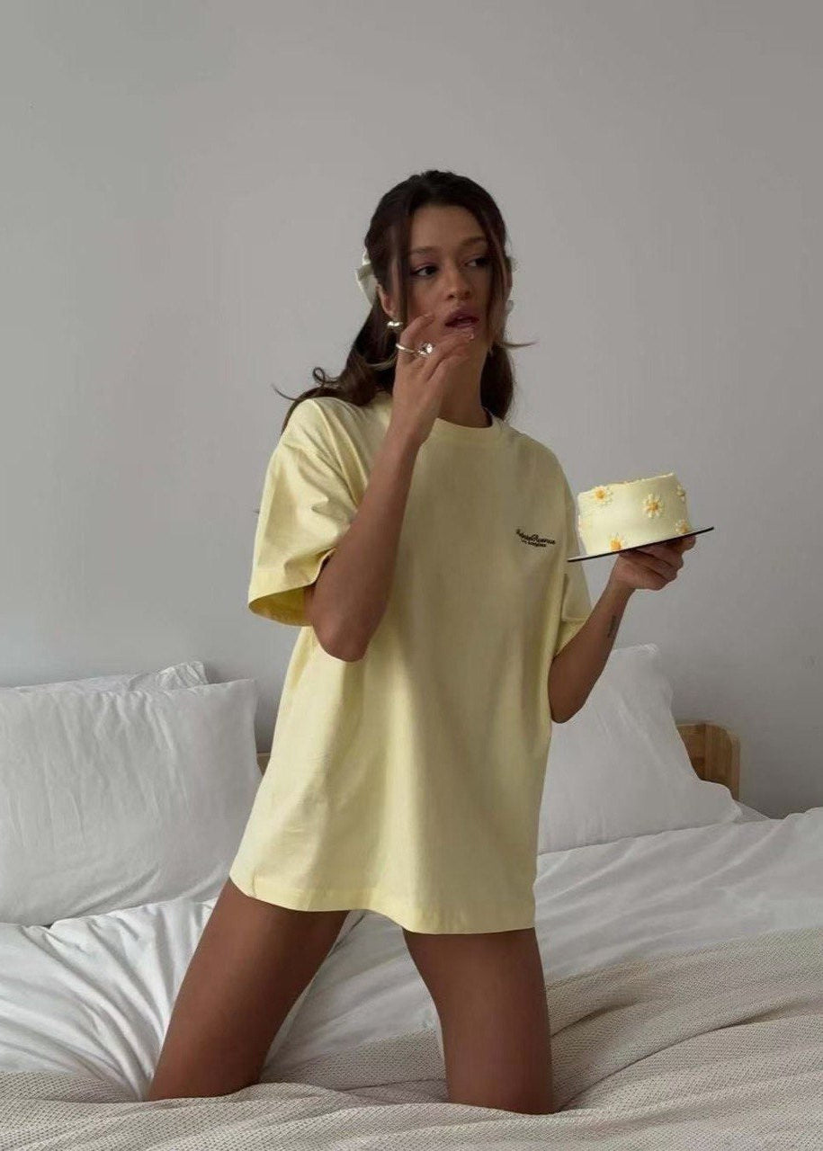 Relaxed Fit Cotton Tee With Minimalist Print
