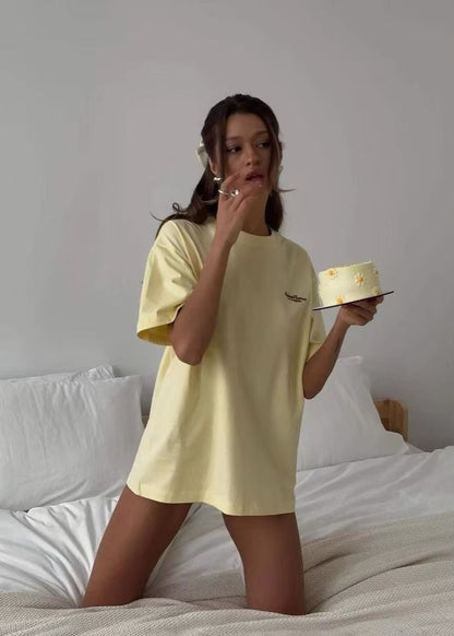 Relaxed Fit Cotton Tee With Minimalist Print