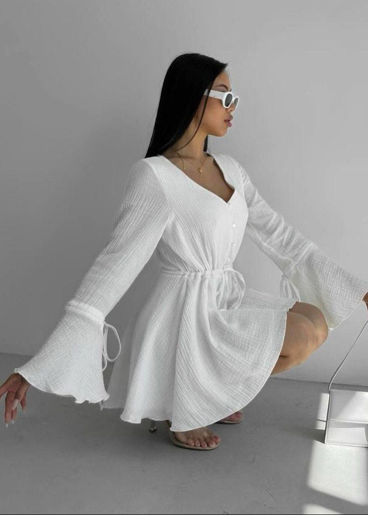Ruffle Sleeve Mini Romper Lightweight Cotton