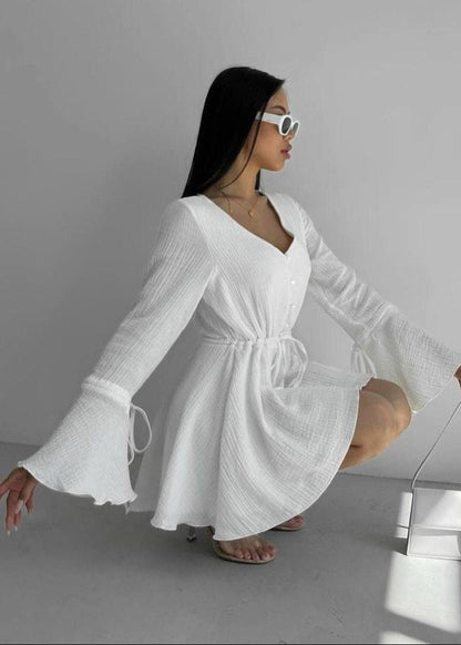Ruffle Sleeve Mini Romper Lightweight Cotton