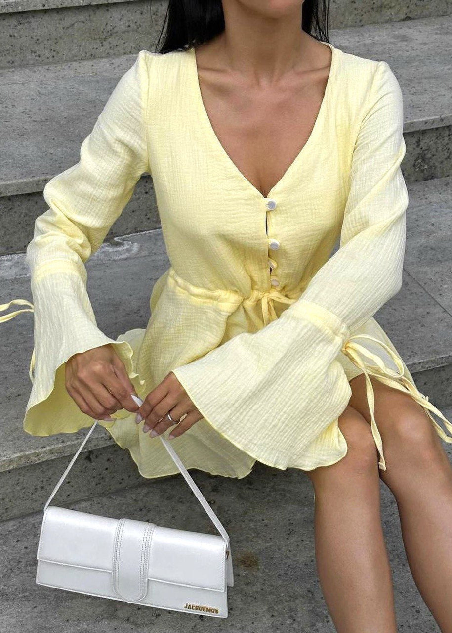 Ruffle Sleeve Mini Romper Lightweight Cotton