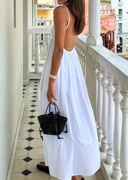 Open Back Maxi Dress Light Breathable Fabric