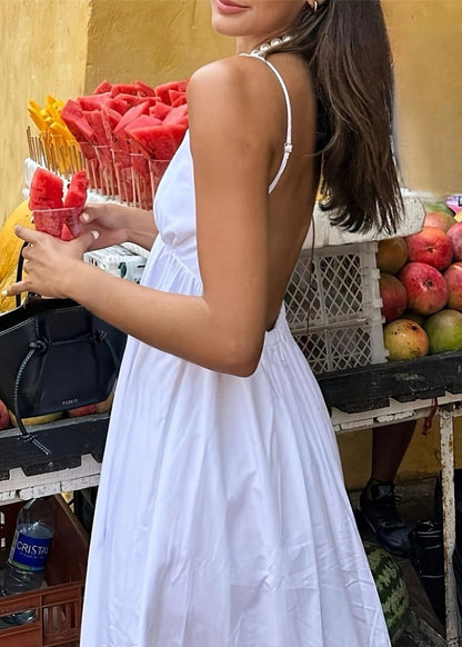 Open Back Maxi Dress Light Breathable Fabric