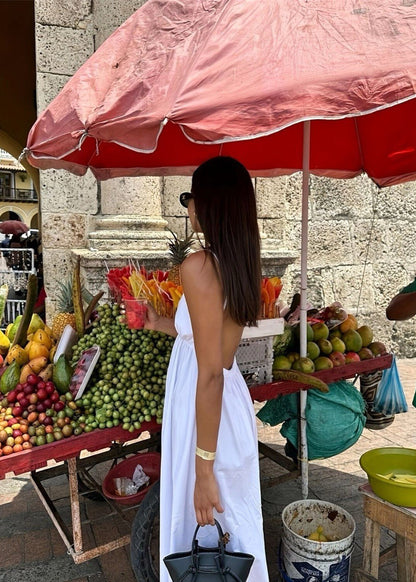 Open Back Maxi Dress Light Breathable Fabric