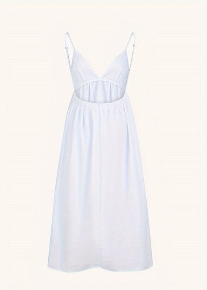 Open Back Maxi Dress Light Breathable Fabric