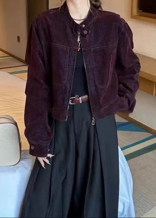 Corduroy Jacket in Burgundy Vintage Style