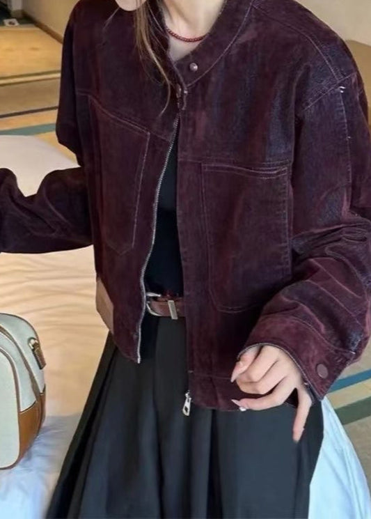 Corduroy Jacket in Burgundy Vintage Style