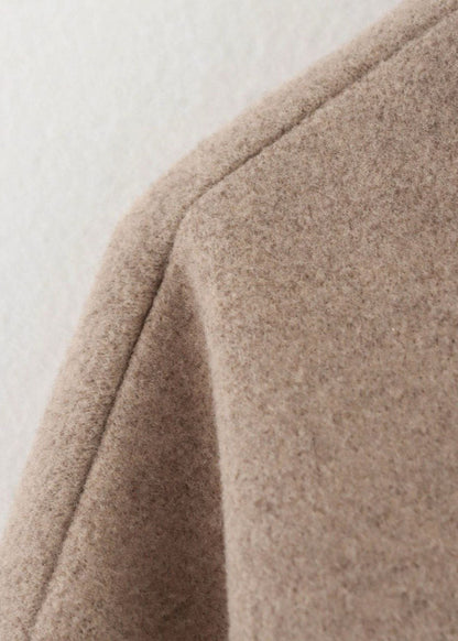 Structured Zip Up Wool Blend Jacket Taupe