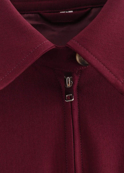 Oversized Zip Up Jacket Structured Polyester Burgundy