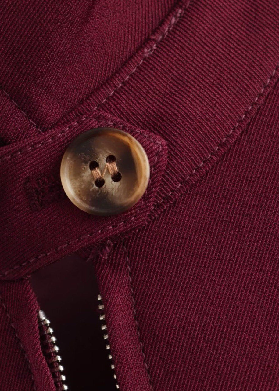 Oversized Zip Up Jacket Structured Polyester Burgundy