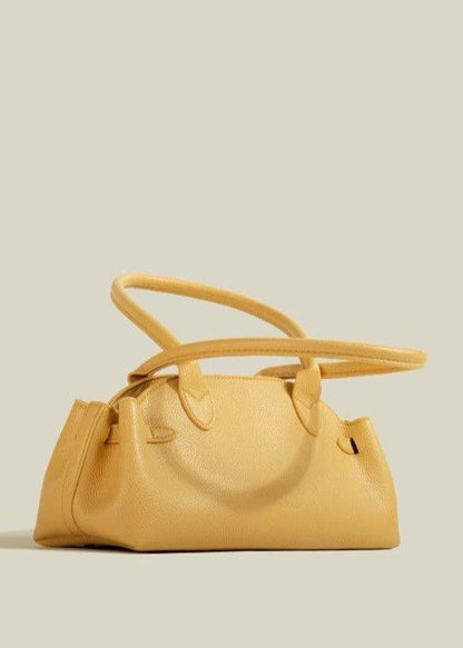 Structured Shoulder Bag Faux Leather Yellow