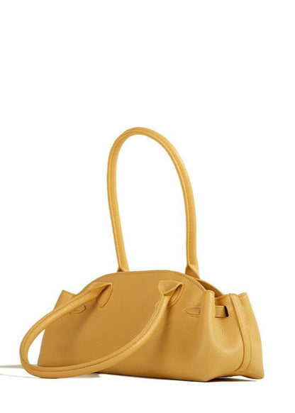 Structured Shoulder Bag Faux Leather Yellow