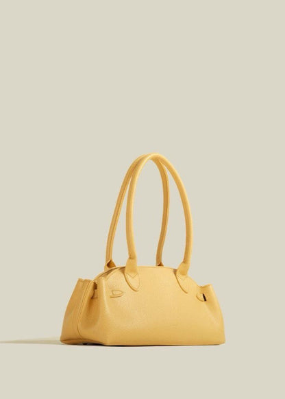 Structured Shoulder Bag Faux Leather Yellow