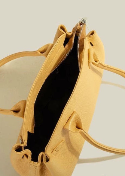 Structured Shoulder Bag Faux Leather Yellow