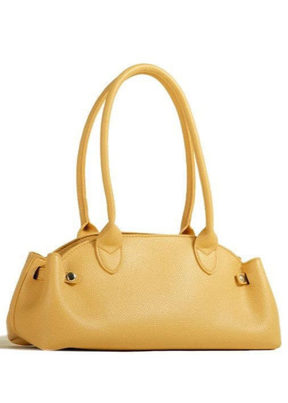 Structured Shoulder Bag Faux Leather Yellow