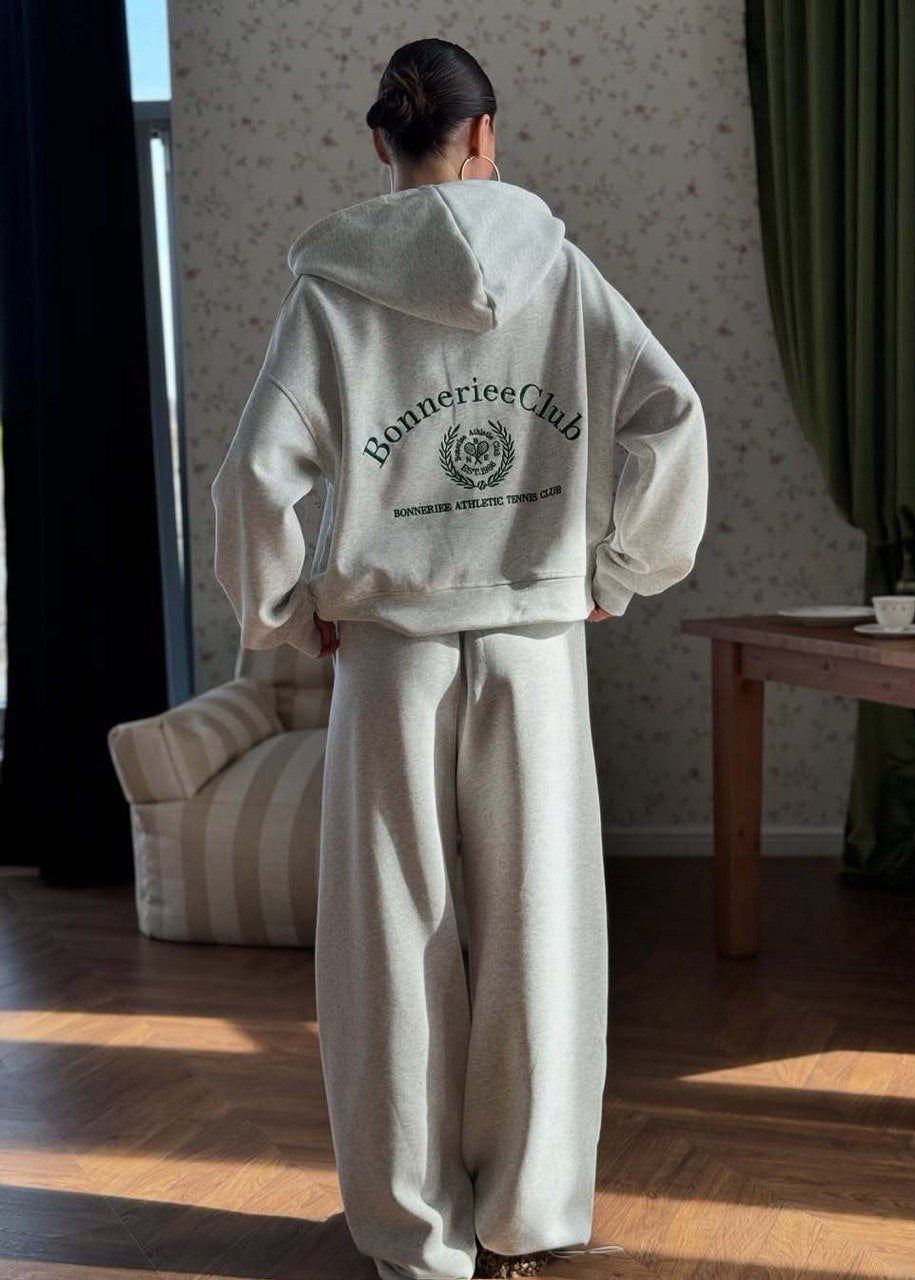 Cotton Blend Hoodie And Wide Leg Lounge Set