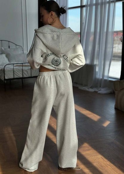 Cotton Blend Hoodie And Wide Leg Lounge Set