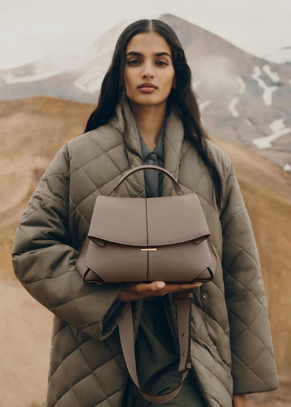 Structured Top Handle Bag Pebbled Faux Leather