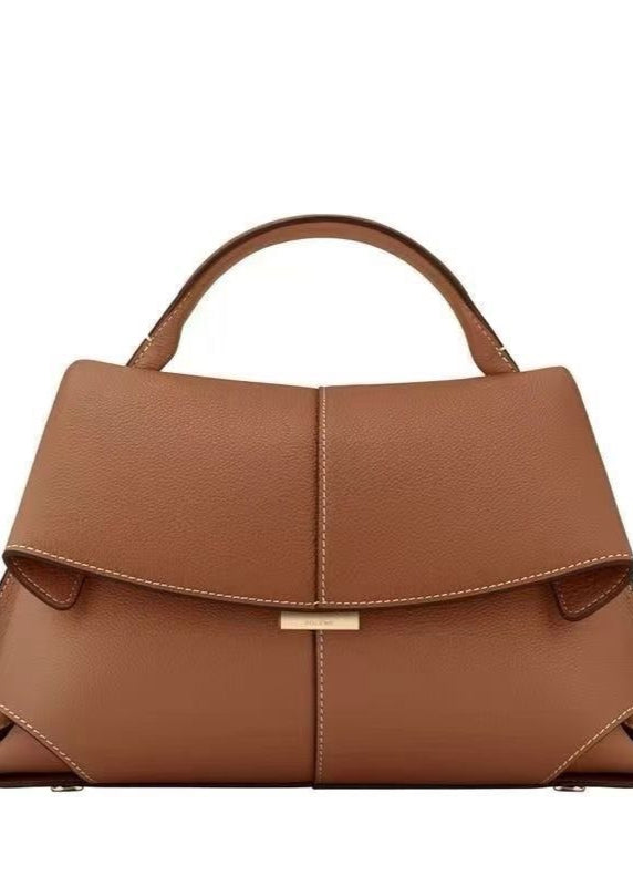 Structured Top Handle Bag Pebbled Faux Leather
