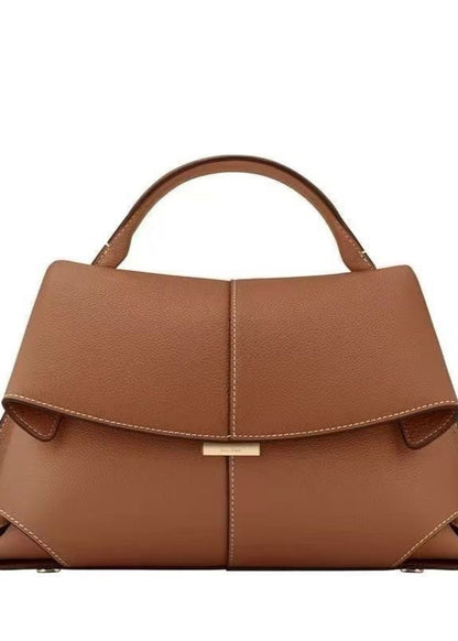 Structured Top Handle Bag Pebbled Faux Leather