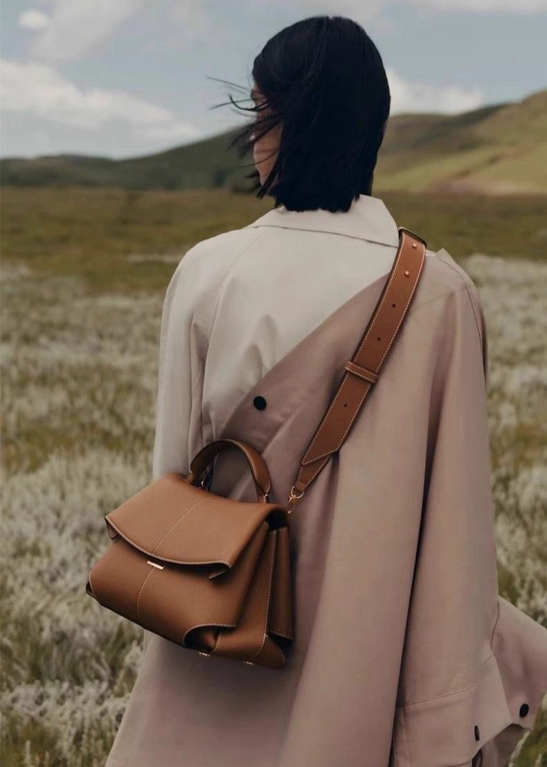 Structured Top Handle Bag Pebbled Faux Leather