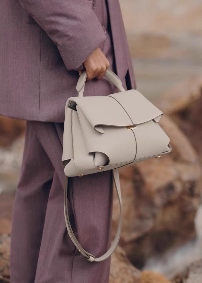 Structured Top Handle Bag Pebbled Faux Leather