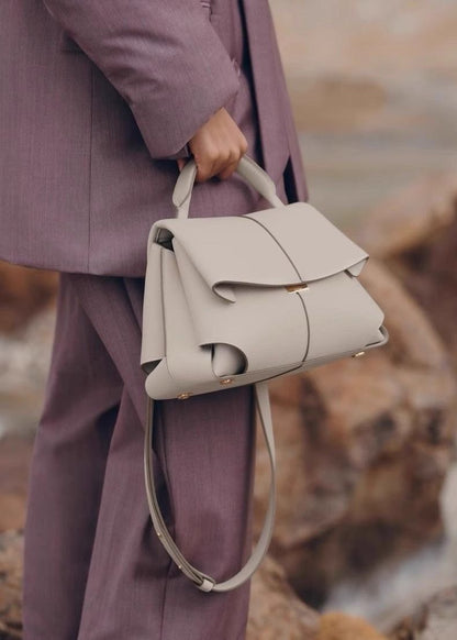 Structured Top Handle Bag Pebbled Faux Leather