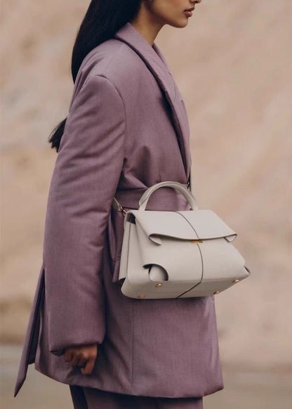 Structured Top Handle Bag Pebbled Faux Leather