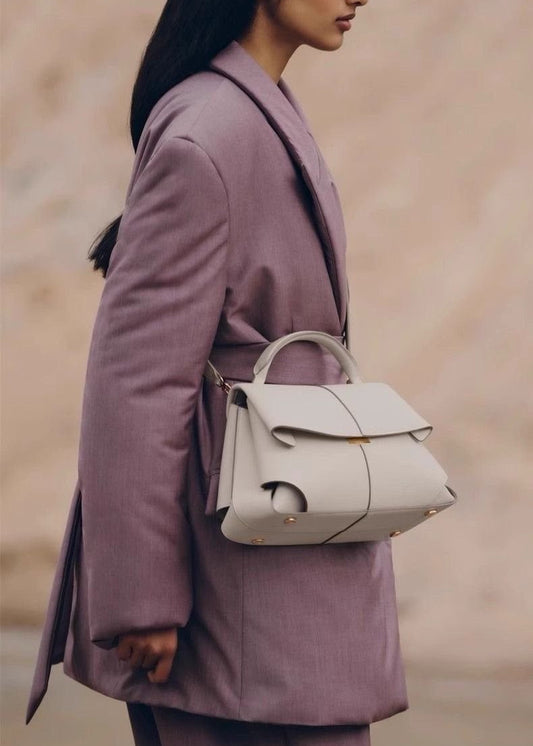 Structured Top Handle Bag Pebbled Faux Leather