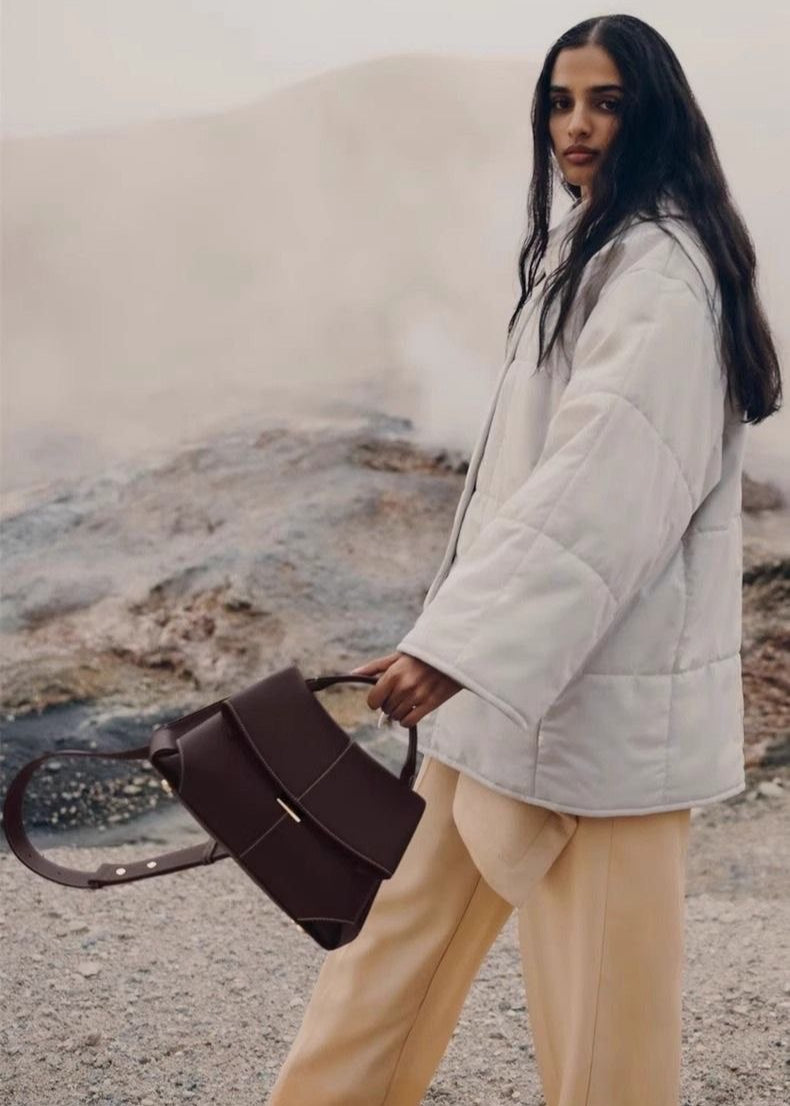 Structured Top Handle Bag Pebbled Faux Leather