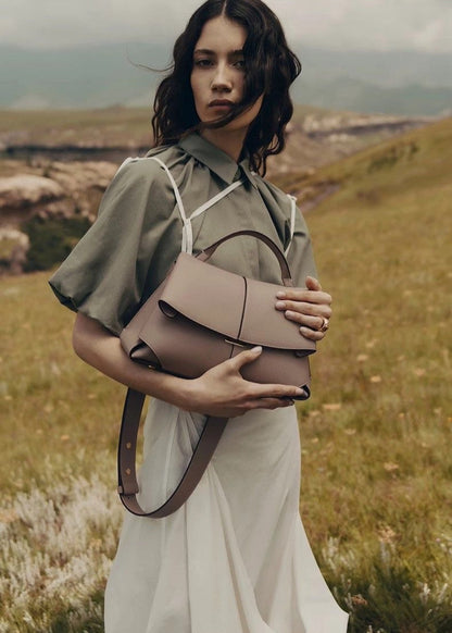 Structured Top Handle Bag Pebbled Faux Leather
