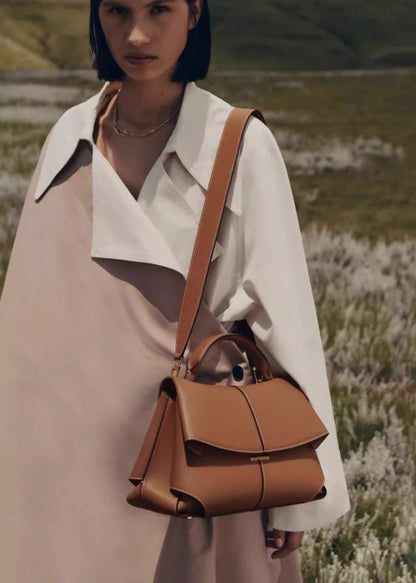 Structured Top Handle Bag Pebbled Faux Leather