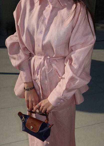 Button Down Cotton Top And Flowing Maxi Skirt