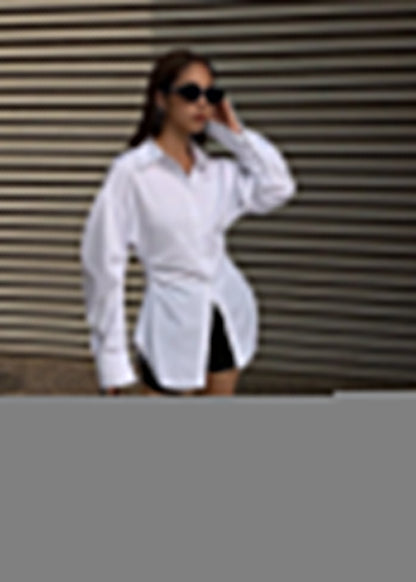 Stretch Fit Tailored Shirt With Longline Split Hem