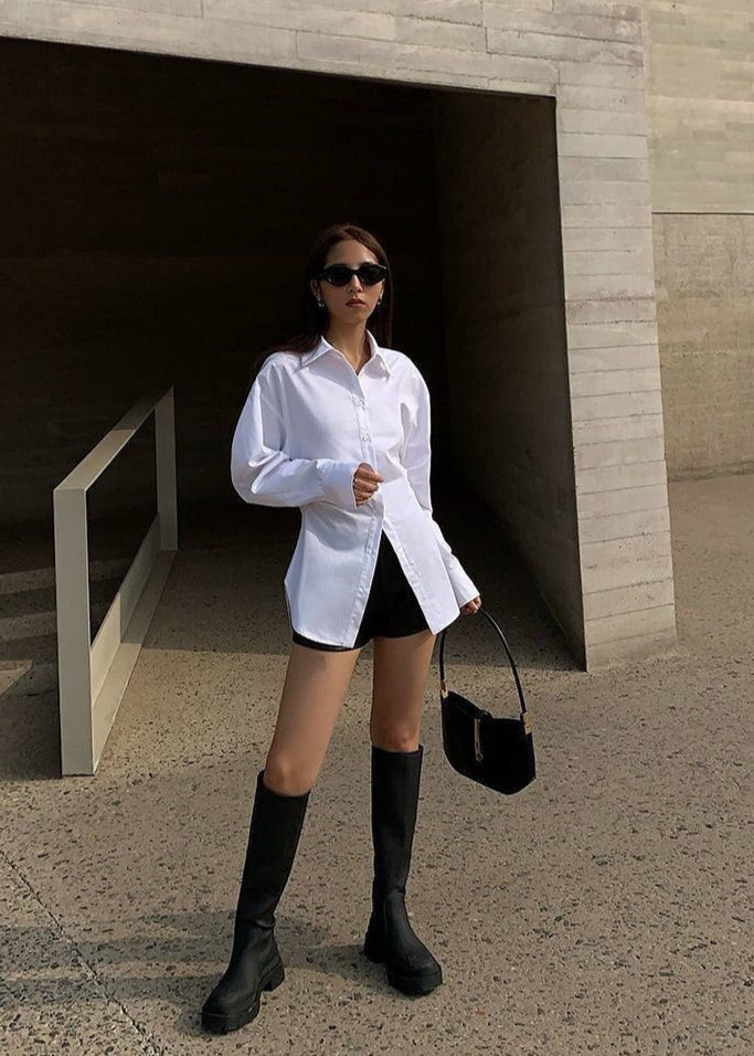 Stretch Fit Tailored Shirt With Longline Split Hem