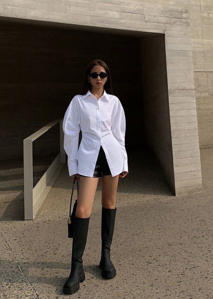 Stretch Fit Tailored Shirt With Longline Split Hem