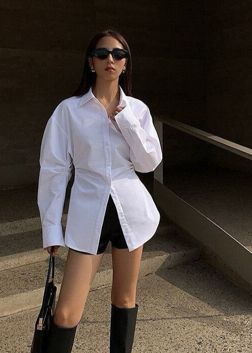 Stretch Fit Tailored Shirt With Longline Split Hem