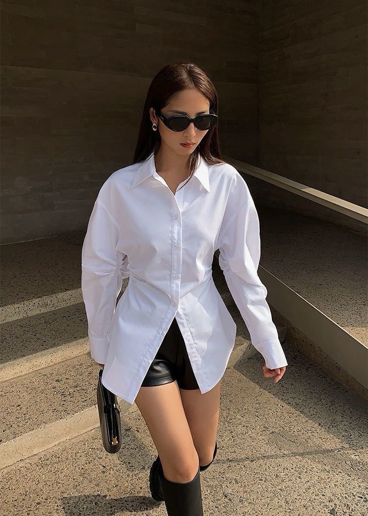 Stretch Fit Tailored Shirt With Longline Split Hem