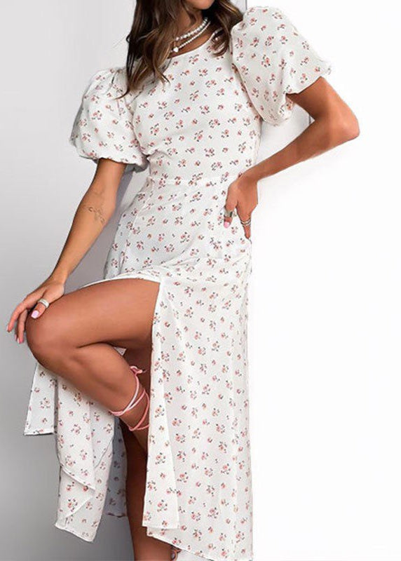 Ivorie Floral Cutout Puff Sleeve Dress
