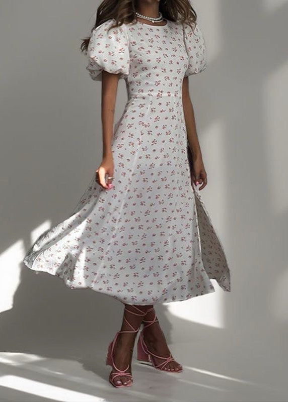 Ivorie Floral Cutout Puff Sleeve Dress