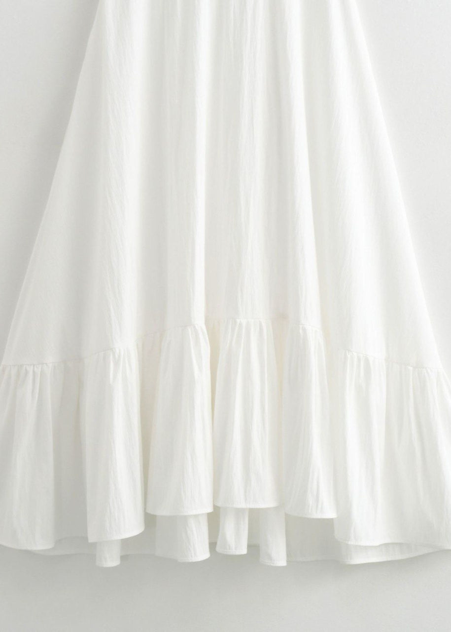 Flowy Polyester Maxi Dress with Tie Straps