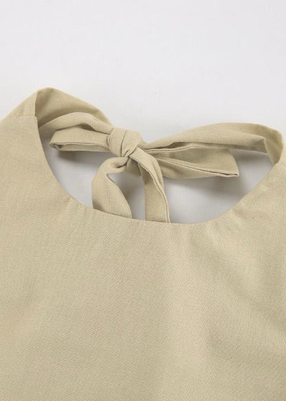 Backless Halter Maxi Dress Cotton Linen Blend